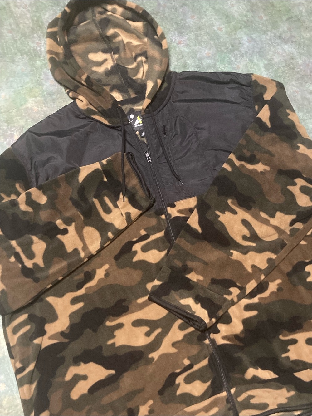 4XL Vintage Y2K Athletech Hybrid Camo Full-Zip Hoodie Fleece Jacket fits 5XL 6XL